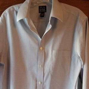 Jos. A. Bank Gray & White Checked Shirt 15 1/2 34